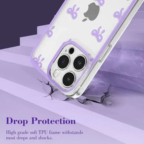 EYZUTAK iPhone 11 Pro Max uchun gʻilof, Shaffof chiroyli lenta bantli naqshli estetik shaffof telefon gʻilofi Koʻtarilgan kamera himoyasi Zamonaviy ingichka yumshoq bardoshli TPU himoya qopqogʻi ayollar qizlar uchun - Binafsha - 3