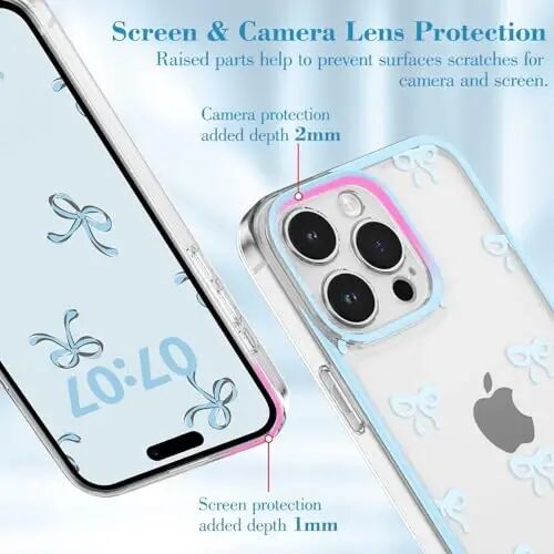 EYZUTAK iPhone 11 Pro Max uchun g'ilof, tiniq chiroyli lenta bantli estetik shaffof telefon g'ilofi ko'tarilgan kamera himoyasi zamonaviy ingichka yumshoq bardoshli TPU himoya qopqog'i ayollar qizlar uchun - Moviy - 2
