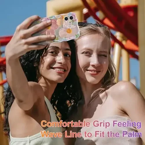 EYZUTAK iPhone 11 uchun g'ilof, rangli retro moyli bo'yoqli bosma gul lazer nurlari porloq naqshli yoqimli jingalak to'lqinli bordür nafis telefon qopqog'i zamonaviy bardoshli TPU himoya g'ilofi qizlar ayollar uchun - Yashil - 6