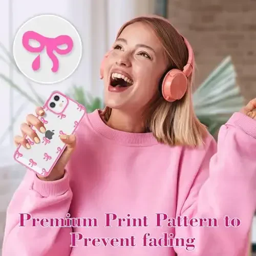 EYZUTAK iPhone 11 uchun g'ilof, shaffof yoqimli lenta kamon naqshli estetik shaffof telefon g'ilofi ko'tarilgan kamera himoyasi zamonaviy ingichka yumshoq bardoshli TPU himoya qopqog'i ayollar qizlar uchun - pushti qizil - 9