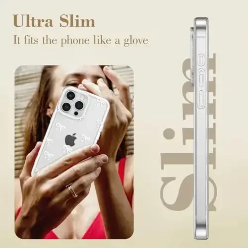 EYZUTAK iPhone 12 Pro Max uchun g'ilof, Shaffof Chiroyli lenta kamon naqshli estetik shaffof telefon g'ilofi ko'tarilgan kamera himoyasi zamonaviy ingichka yumshoq bardoshli TPU himoya qopqog'i ayollar qizlar uchun - Oq - 4