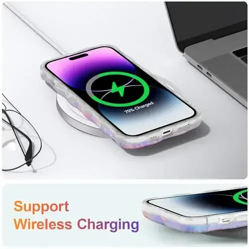 EYZUTAK iPhone 12 Pro uchun g'ilof, Rangli Retro Yog'li Bo'yoqli Gullar Bosilgan Lazer Yorqin Naqshli Chiroyli Jingalak To'lqinlar Chegarasi Qizlar Ayollar uchun Nozik Telefon Qopqog'i Zamonaviy Bardoshli TPU Himoya G'ilofi - Yashil - 6