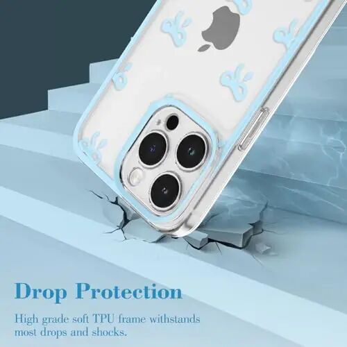 EYZUTAK iPhone 12 Pro uchun g‘ilof, Shaffof Yoqimli Lenta Fiyonk Naqshli Estetik Shaffof Telefon G‘ilofchisi Ko‘tarilgan Kamera Himoyasi Zamonaviy Yupqa Yumshoq Bardoshli TPU Himoya Qopqog‘i Ayollar Qizlar uchun - Ko‘k - 3