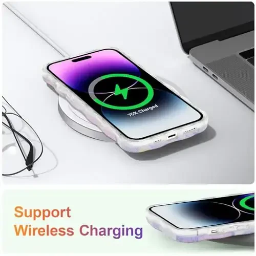 EYZUTAK iPhone 13 Pro Max uchun g'ilof, Rangli Retro Yog'li Bo'yoqli Gul Lazer Yorqin Dizayn Yoqimli Jingalak To'lqin Qirrasi Nozik Telefon Qopqog'i Zamonaviy Bardoshli TPU Himoya G'ilofi Qizlar Ayollar uchun - Pushti Binafsha - 6