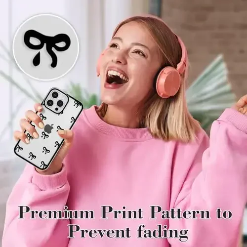 EYZUTAK iPhone 13 Pro Max uchun g'ilof, Shaffof Chiroyli lenta bantli naqshli estetik shaffof telefon g'ilofi Ko'tarilgan kamera himoyasi Zamonaviy Yupqa Yumshoq Bardoshli TPU himoya qopqog'i Ayollar uchun - Qora - 6