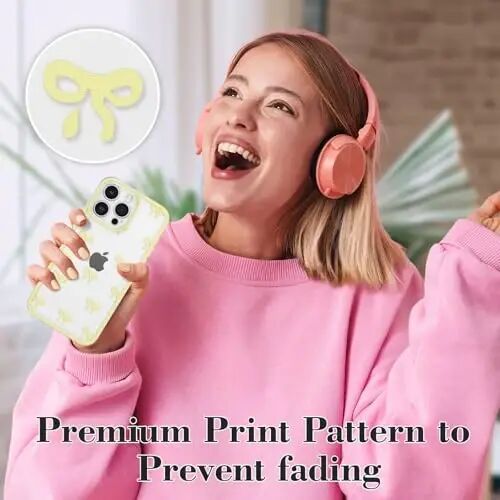 EYZUTAK iPhone 13 Pro Max uchun g‘ilof, tiniq yoqimli lenta bantli naqshli estetik shaffof telefon g‘ilofi, ko‘tarilgan kamera himoyasi, zamonaviy ingichka yumshoq bardoshli TPU himoya qopqog‘i ayollar qizlar uchun - sariq - 6