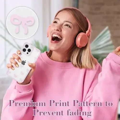 EYZUTAK iPhone 13 Pro uchun g'ilof, shaffof chiroyli lenta bantli naqshli estetik shaffof telefon g'ilofi ko'tarilgan kamera himoyasi zamonaviy ingichka yumshoq bardoshli TPU himoya qopqog'i ayollar qizlar uchun - pushti - 7