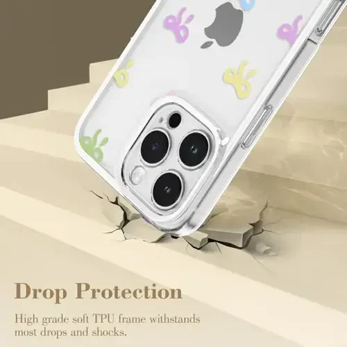 EYZUTAK iPhone 15 Pro uchun g'ilof, shaffof yoqimli lenta bantli naqshli estetik shaffof telefon g'ilofi ko'tarilgan kamera himoyasi zamonaviy ingichka yumshoq bardoshli TPU himoya qopqog'i ayollar qizlar uchun - Rangli - 3