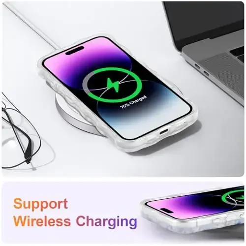 EYZUTAK iPhone 16 Plus uchun g'ilof, Rangli Retro Yog'li Bo'yoqli Gul Lazer Yorqin Naqshli Yoqimli Jingalak To'lqinli Qirrali Nozik Telefon Qopqog'i Zamonaviy Chidamli TPU Himoya G'ilofi Qizlar Ayollar uchun - Moviy - 6