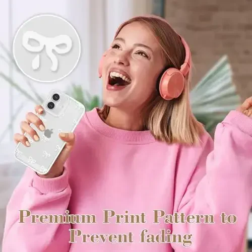 EYZUTAK iPhone 16 Plus uchun g'ilof, shaffof chiroyli lenta kamon naqshli estetik shaffof telefon g'ilofi ko'tarilgan kamera himoyasi zamonaviy ingichka yumshoq bardoshli TPU himoya qopqog'i ayollar qizlar uchun - Oq - 6