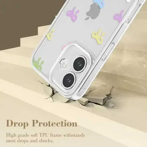 EYZUTAK iPhone 16 Plus uchun g‘ilof, tiniq yoqimtoy lenta bantli naqshli estetik shaffof telefon g‘ilofi, ko‘tarilgan kamera himoyasi, zamonaviy ingichka yumshoq bardoshli TPU himoya qopqog‘i ayollar qizlar uchun - Rangli - 8