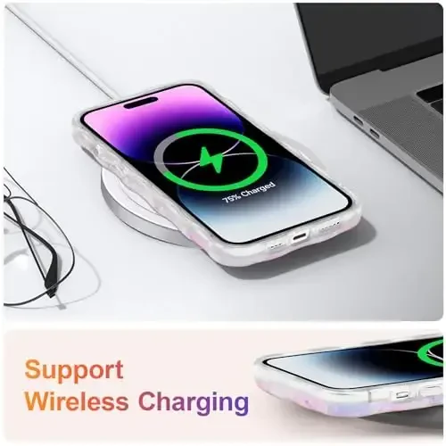 EYZUTAK iPhone 16 Pro uchun g‘ilof, Rangli Retro Yog‘li Bo‘yoqli Gul Lazerli Yaltiroq Naqshli Chiroyli Jingalak To‘lqinli Qirrali Nozik Telefon Qopqog‘i Qizlar uchun Zamonaviy Bardoshli TPU Himoya G‘ilofi - Och Pushti - 6