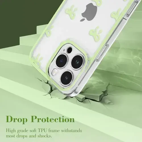 EYZUTAK iPhone 16 Pro uchun gʻilof, tiniq yoqimli lenta kamon naqshli estetik shaffof telefon gʻilofi, koʻtarilgan kamera himoyasi zamonaviy ingichka yumshoq bardoshli TPU himoya qopqogʻi ayollar qizlar uchun - yashil - 3