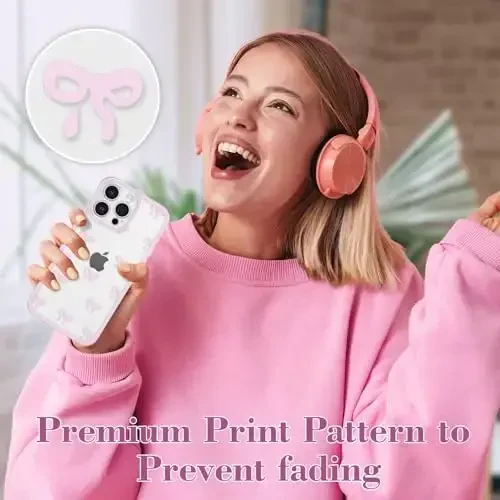 EYZUTAK iPhone 16 Pro uchun gʻilof, tiniq yoqimli lenta kamon naqshli estetik shaffof telefon gʻilofi koʻtarilgan kamera himoyasi zamonaviy nozik yumshoq bardoshli TPU himoya qopqogʻi ayollar qizlar uchun - Pushti - 8