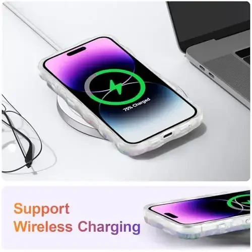 EYZUTAK iPhone 16 uchun g'ilof, Rangli Retro Yog'li Bo'yoqli Bosilgan Gul Lazer Yorqin Naqshli Yoqimli Jingalak To'lqin Qirrasi Nafis Telefon Qopqog'i Zamonaviy Bardoshli TPU Himoya Qopqog'i Qizlar Ayollar uchun-Pushti - 6