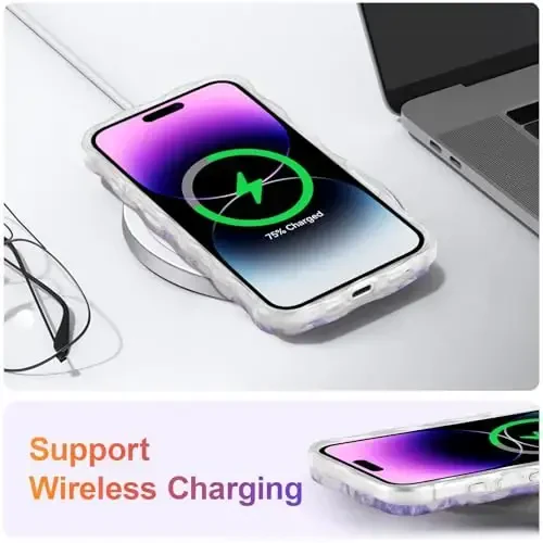 EYZUTAK iPhone 16 uchun g‘ilof, Rangli Retro Yog‘li Bo‘yoqli Bosma Gul Lazer Yorqin naqshli Chiroyli jingalak to‘lqin qirrali nafis telefon qopqog‘i Zamonaviy bardoshli TPU Himoya g‘ilofi Qizlar Ayollar uchun-Siyohrang - 6