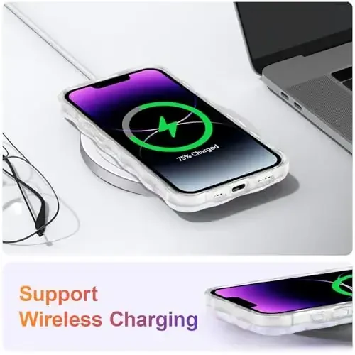 EYZUTAK iPhone 16e uchun g'ilof, Rangli Retro Yog'li Bo'yoqli Gul Lazer Yorqin Naqshli Chiroyli Jingalak To'lqin Qirrali Nozik Telefon Qopqog'i Zamonaviy Bardoshli TPU Himoya G'ilof Qizlar uchun - Och Pushti - 6