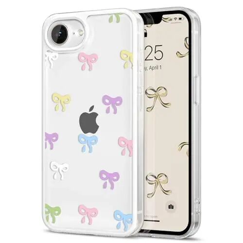 EYZUTAK iPhone 16e uchun g'ilof, Shaffof Chiroyli lenta kamon naqshli estetik shaffof telefon g'ilofi Ko'tarilgan kamera himoyasi Zamonaviy ingichka yumshoq bardoshli TPU himoya qopqog'i ayollar qizlar uchun - Rangli - 1