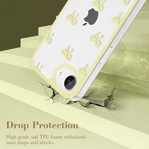 EYZUTAK iPhone 16e uchun g'ilof, shaffof chiroyli lenta kamon naqshli estetik shaffof telefon g'ilofi ko'tarilgan kamera himoyasi zamonaviy ingichka yumshoq bardoshli TPU himoya qopqog'i ayollar qizlar uchun - Sariq - 3