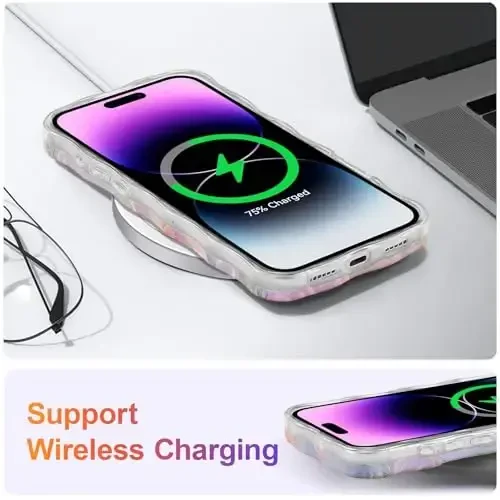 EYZUTAK iPhone 17 Pro Max uchun g'ilof, Rangli Retro Yog'li Bo'yoqli Bosilgan Gul Lazer Yorqin Naqshli Chiroyli Jingalak To'lqinli Chekka Nozik Telefon Qopqog'i Zamonaviy Bardoshli TPU Himoya G'ilof Qizlar Ayollar uchun-Yashil - 6