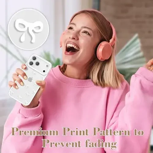 EYZUTAK iPhone 17 Pro Max uchun g‘ilof, tiniq yoqimli lenta bantli estetik shaffof telefon g‘ilofi, ko‘tarilgan kamera himoyasi, zamonaviy ingichka yumshoq bardoshli TPU himoya qopqog‘i ayollar va qizlar uchun - Oq - 6