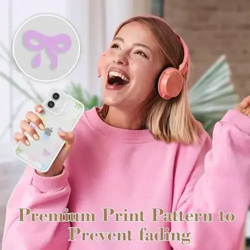 EYZUTAK iPhone 17 uchun g'ilof, shaffof chiroyli lenta kamon naqshli estetik shaffof telefon g'ilofi ko'tarilgan kamera himoyasi zamonaviy ingichka yumshoq bardoshli TPU himoya qopqog'i ayollar qizlar uchun - Rangli - 6