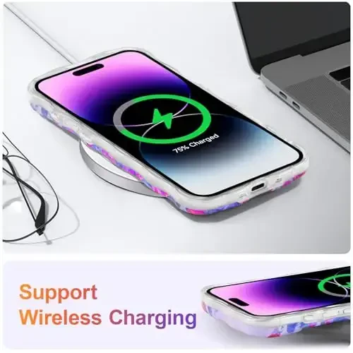 EYZUTAK iPhone Air uchun g'ilof, Rangli Retro Yog'li Bo'yoqli Bosilgan Gul Lazerli Yaltiroq Naqshli Yoqimli Jingalak To'lqinli Qirrali Nozik Telefon Qopqog'i Zamonaviy Bardoshli TPU Himoya G'ilofi Qizlar Ayollar uchun-Bej - 6