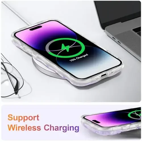 EYZUTAK iPhone Air uchun g'ilof, Rangli Retro Yog'li Bo'yoqli Gul Lazer Yorqin Naqshli Yoqimli Jingalak To'lqinli Qirrali Nozik Telefon Qopqog'i Zamonaviy Bardoshli TPU Himoya G'ilofi Qizlar Ayollar uchun - Och Binafsha - 6