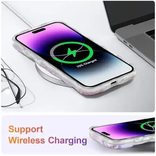 EYZUTAK iPhone Air uchun g'ilof, Rangli Retro Yog'li Bo'yoqli Gul Lazerli Yaltiroq Naqshli Yoqimli Jingalak to'lqinli Qirrali Nozik Telefon Qopqog'i Zamonaviy Bardoshli TPU Himoya G'ilofi Qizlar Ayollar uchun - Pushti Pion - 6