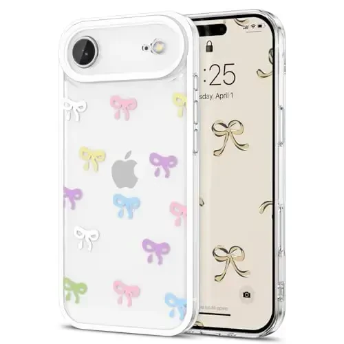 EYZUTAK iPhone Air uchun g'ilof, Shaffof Chiroyli lenta bantli naqshli estetik shaffof telefon g'ilofi Ko'tarilgan kamera himoyasi Zamonaviy Yupqa Yumshoq Bardoshli TPU Himoya qopqog'i Ayollar qizlar uchun - Rangli - 11