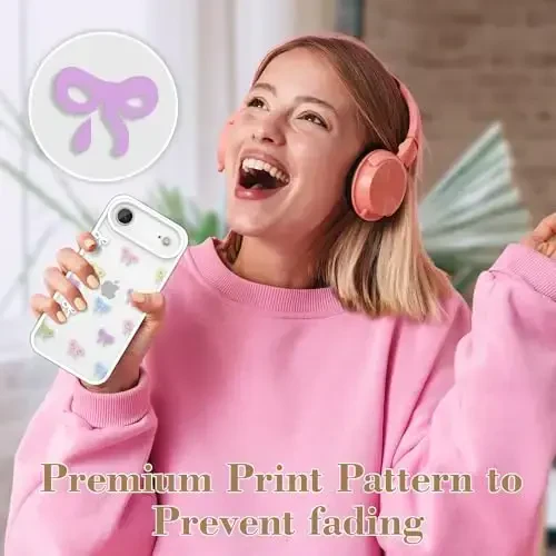 EYZUTAK iPhone Air uchun g'ilof, Shaffof Chiroyli lenta bantli naqshli estetik shaffof telefon g'ilofi Ko'tarilgan kamera himoyasi Zamonaviy Yupqa Yumshoq Bardoshli TPU Himoya qopqog'i Ayollar qizlar uchun - Rangli - 6