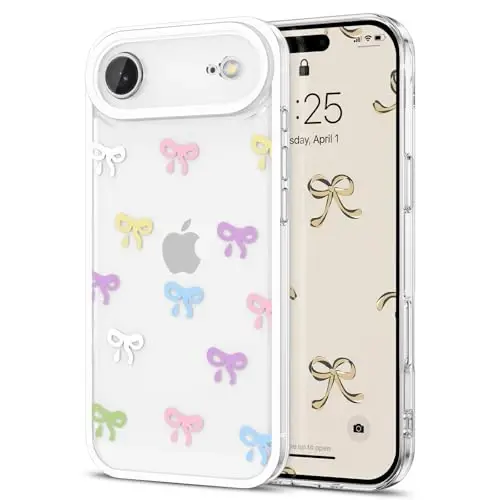 EYZUTAK iPhone Air uchun g'ilof, Shaffof Chiroyli lenta bantli naqshli estetik shaffof telefon g'ilofi Ko'tarilgan kamera himoyasi Zamonaviy Yupqa Yumshoq Bardoshli TPU Himoya qopqog'i Ayollar qizlar uchun - Rangli - EYZUTAK