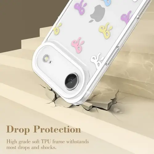 EYZUTAK iPhone Air uchun g'ilof, Shaffof Chiroyli lenta bantli naqshli estetik shaffof telefon g'ilofi Ko'tarilgan kamera himoyasi Zamonaviy Yupqa Yumshoq Bardoshli TPU Himoya qopqog'i Ayollar qizlar uchun - Rangli - 10