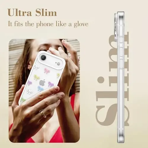 EYZUTAK iPhone Air uchun g'ilof, Shaffof Chiroyli lenta bantli naqshli estetik shaffof telefon g'ilofi Ko'tarilgan kamera himoyasi Zamonaviy Yupqa Yumshoq Bardoshli TPU Himoya qopqog'i Ayollar qizlar uchun - Rangli - 9