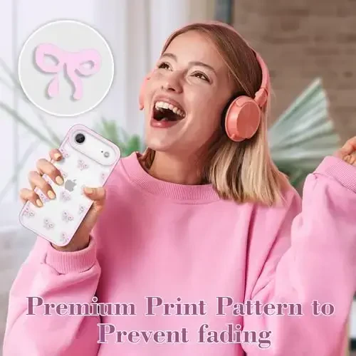 EYZUTAK iPhone Air uchun g'ilof, Shaffof chiroyli lenta kamon naqshli estetik shaffof telefon g'ilofi ko'tarilgan kamera himoyasi zamonaviy ingichka yumshoq bardoshli TPU himoya qopqog'i ayollar qizlar uchun - Pushti - 7