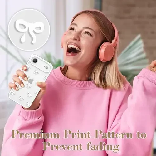 EYZUTAK iPhone Air uchun g'ilof, Shaffof Chiroyli lenta kamon naqshli estetik shaffof telefon g'ilofi Ko'tarilgan kamera himoyasi Zamonaviy Yupqa Yumshoq Bardoshli TPU Himoya Qopqog'i Ayollar Qizlar uchun - Oq - 6