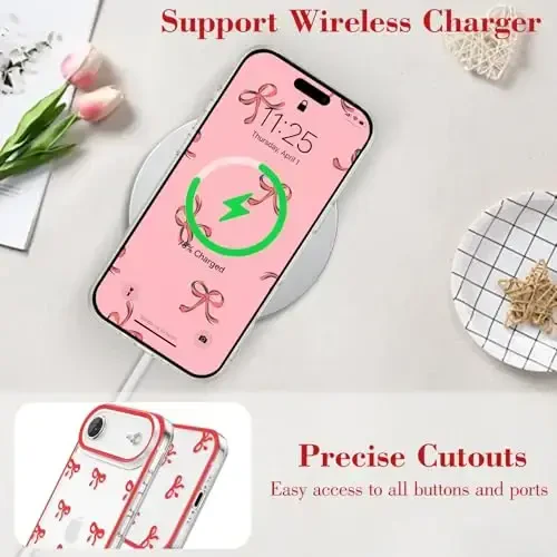 EYZUTAK iPhone Air uchun g‘ilof, tiniq chiroyli lenta kamon naqshli estetik shaffof telefon g‘ilofi ko‘tarilgan kamera himoyasi zamonaviy ingichka yumshoq bardoshli TPU himoya qopqog‘i ayollar qizlar uchun - Qizil - 5