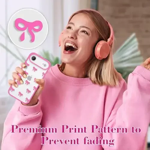 EYZUTAK iPhone Air uchun g'ilof, tiniq yoqimli lenta bantli naqshli estetik shaffof telefon g'ilofi ko'tarilgan kamera himoyasi zamonaviy ingichka yumshoq bardoshli TPU himoya qopqog'i ayollar qizlar uchun - och qizil - 6