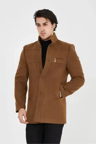 EZEL Slim Fit Notch Lapel Long Wool Coat - 1