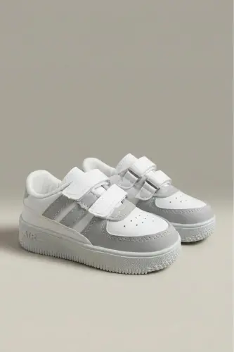 Ezra Air Kalın Taban Bantlı Unisex Bebek Çocuk Sneaker-GRI - 3