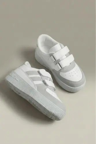 Ezra Air Kalın Taban Bantlı Unisex Bebek Çocuk Sneaker-GRI - 1