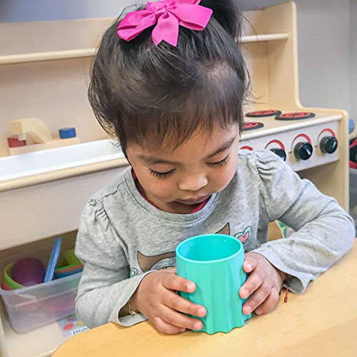 EZTOTZ Tough To Tip BPA Free Plastic Baby Cups USA Made - Open Top Cups For Kids - Tip Resistant Kid’s Tumbler Cup For Independent Toddler Learning - 12+ Months - Safe & Non-Toxic - 3