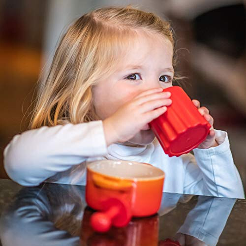 EZTOTZ Tough To Tip BPA Free Plastic Baby Cups USA Made - Open Top Cups For Kids - Tip Resistant Kid’s Tumbler Cup For Independent Toddler Learning - 12+ Months - Safe & Non-Toxic - 4