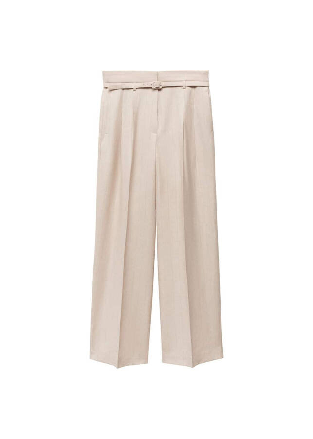 Fabric pants with belt and pleats - 9