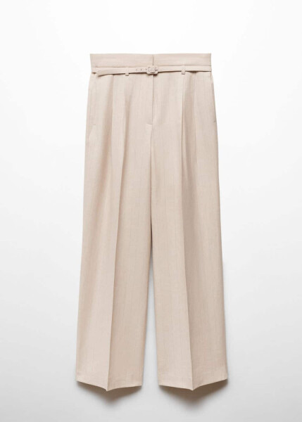 Fabric pants with belt and pleats - 10