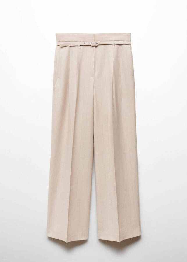 Fabric pants with belt and pleats - 10