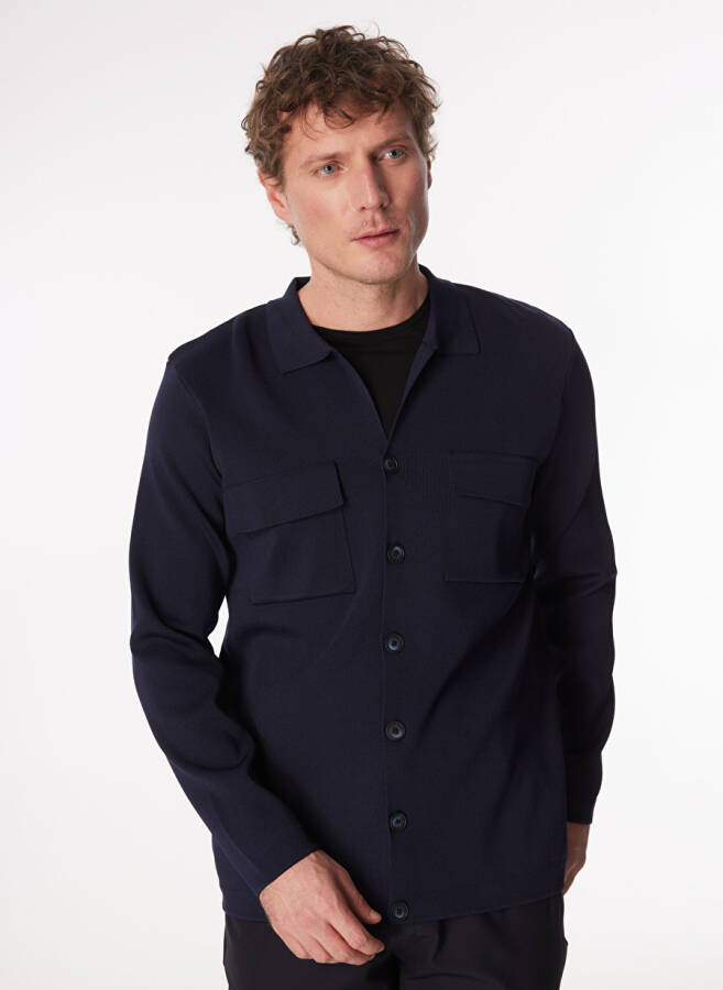 Fabrika Basic Navy Blue Men's Plain Jacket - 2