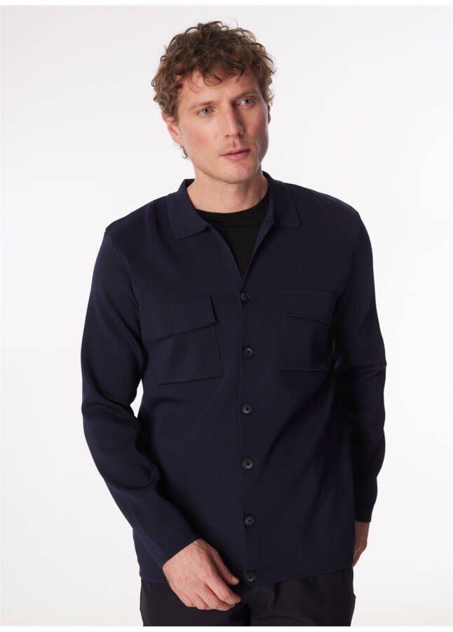 Fabrika Basic Navy Blue Men's Plain Jacket - 7