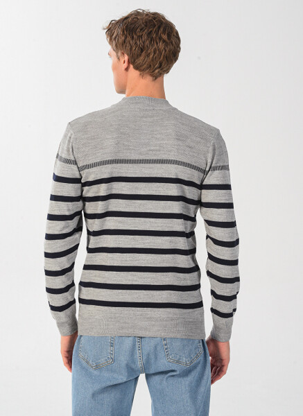 Fabrika Bato Regular Fit Striped Gray Men's Sweater - 5