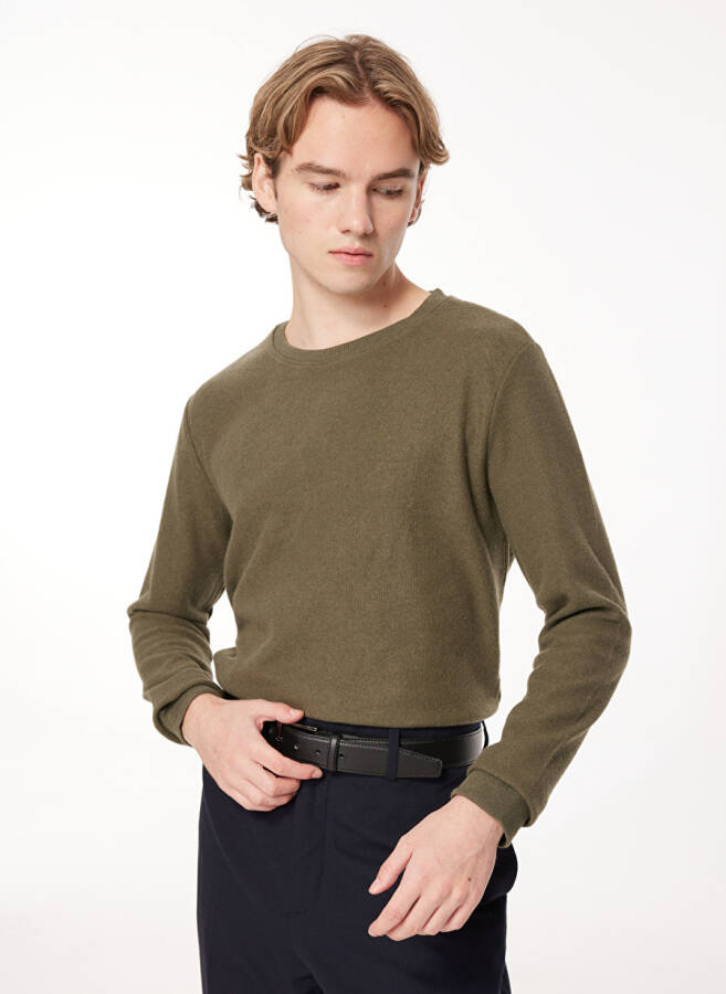 Fabrika Bike Neck Plain Green Men's Sweatshirt (SPBF3WM-SWT5009) - 1